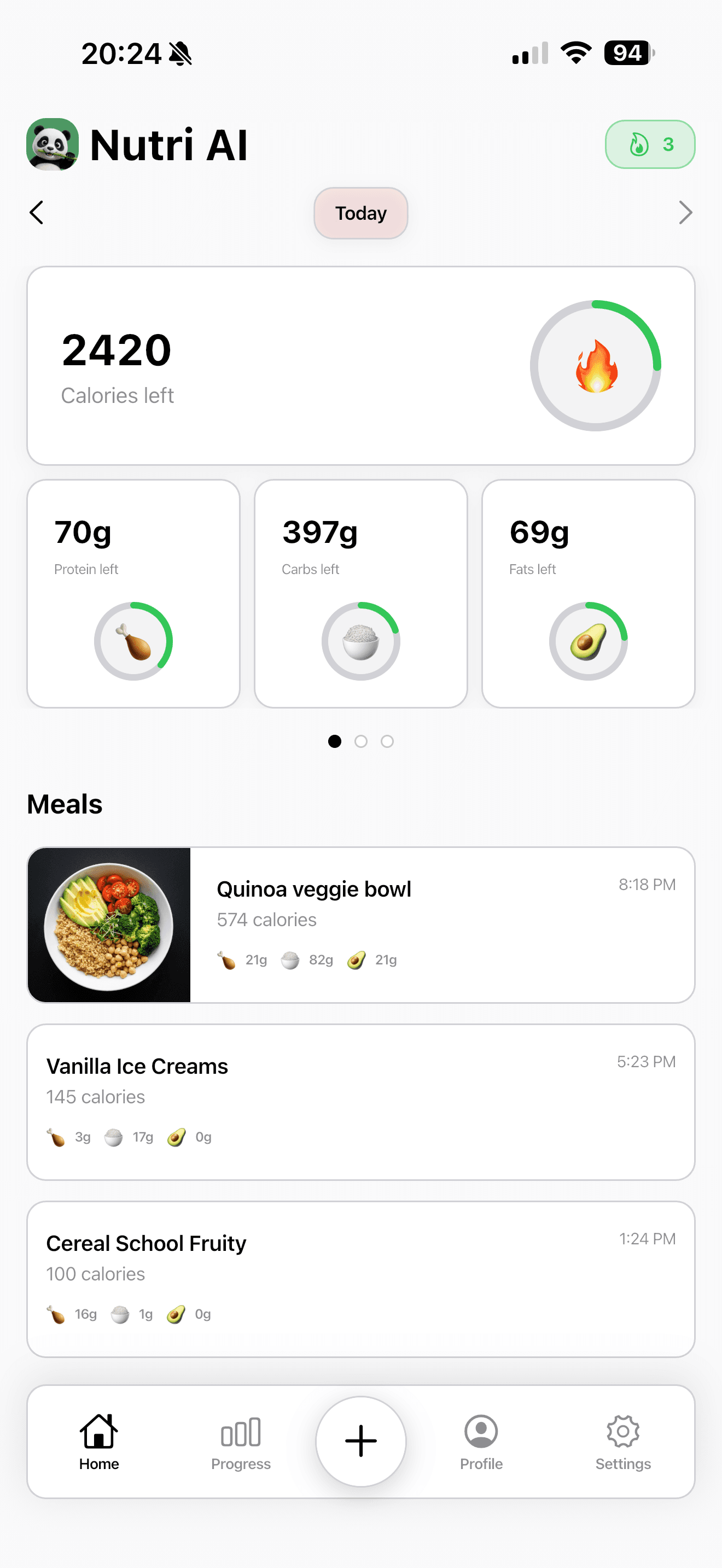 Nutri AI home screen